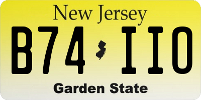 NJ license plate B74IIO