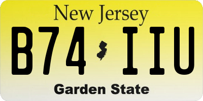 NJ license plate B74IIU