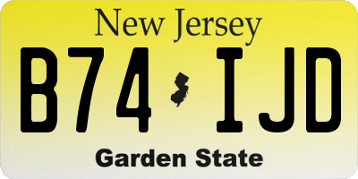 NJ license plate B74IJD