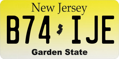 NJ license plate B74IJE