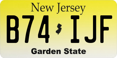 NJ license plate B74IJF