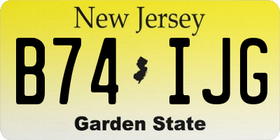 NJ license plate B74IJG