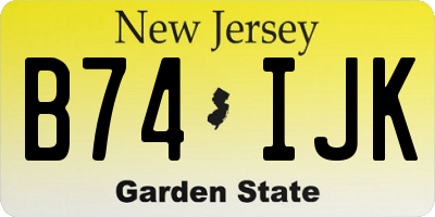 NJ license plate B74IJK