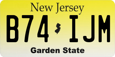 NJ license plate B74IJM