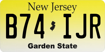 NJ license plate B74IJR