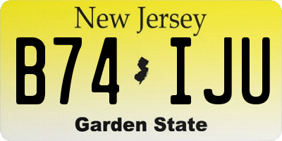 NJ license plate B74IJU