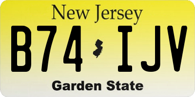 NJ license plate B74IJV