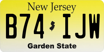 NJ license plate B74IJW