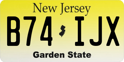 NJ license plate B74IJX