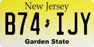 NJ license plate B74IJY