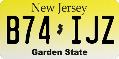 NJ license plate B74IJZ