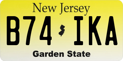 NJ license plate B74IKA