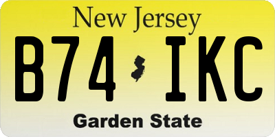 NJ license plate B74IKC