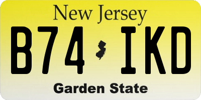NJ license plate B74IKD