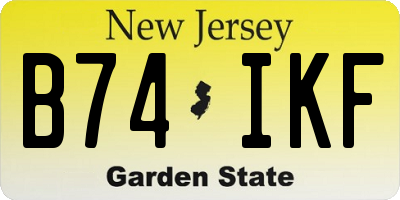 NJ license plate B74IKF