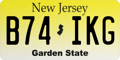 NJ license plate B74IKG