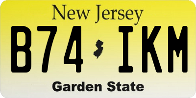 NJ license plate B74IKM