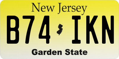 NJ license plate B74IKN