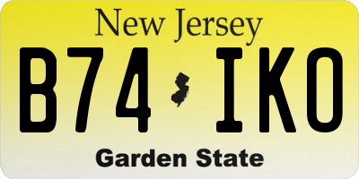 NJ license plate B74IKO