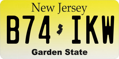 NJ license plate B74IKW