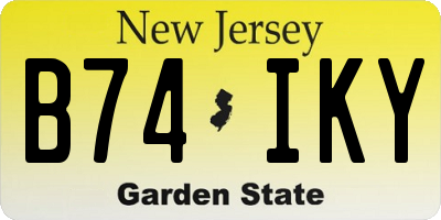 NJ license plate B74IKY