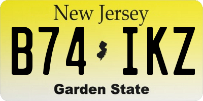 NJ license plate B74IKZ