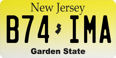 NJ license plate B74IMA