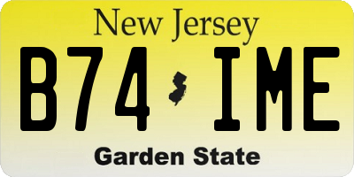 NJ license plate B74IME