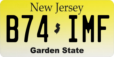NJ license plate B74IMF