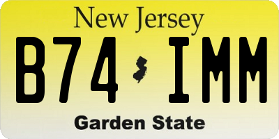 NJ license plate B74IMM