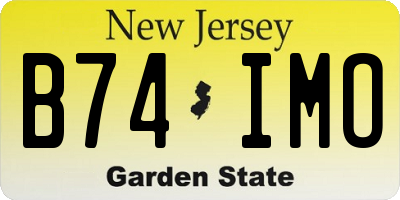 NJ license plate B74IMO