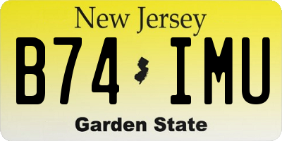 NJ license plate B74IMU