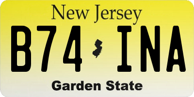 NJ license plate B74INA