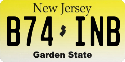NJ license plate B74INB