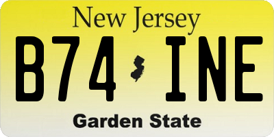 NJ license plate B74INE
