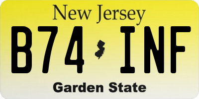 NJ license plate B74INF
