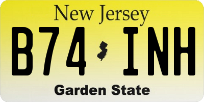NJ license plate B74INH