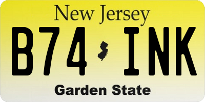 NJ license plate B74INK