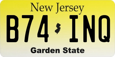 NJ license plate B74INQ