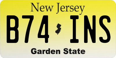 NJ license plate B74INS