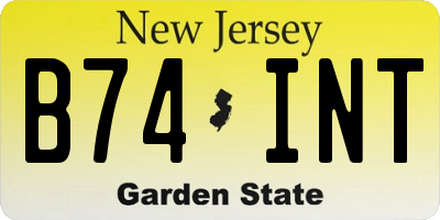 NJ license plate B74INT