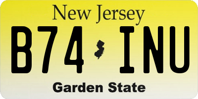 NJ license plate B74INU