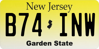 NJ license plate B74INW