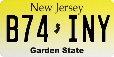 NJ license plate B74INY