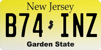 NJ license plate B74INZ