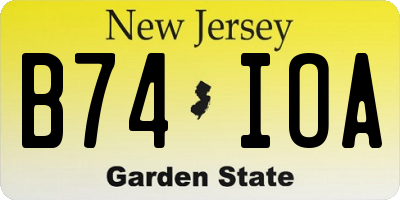 NJ license plate B74IOA