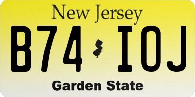 NJ license plate B74IOJ
