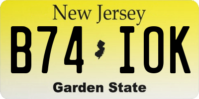NJ license plate B74IOK