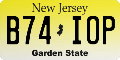 NJ license plate B74IOP