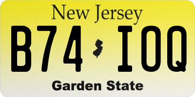 NJ license plate B74IOQ
